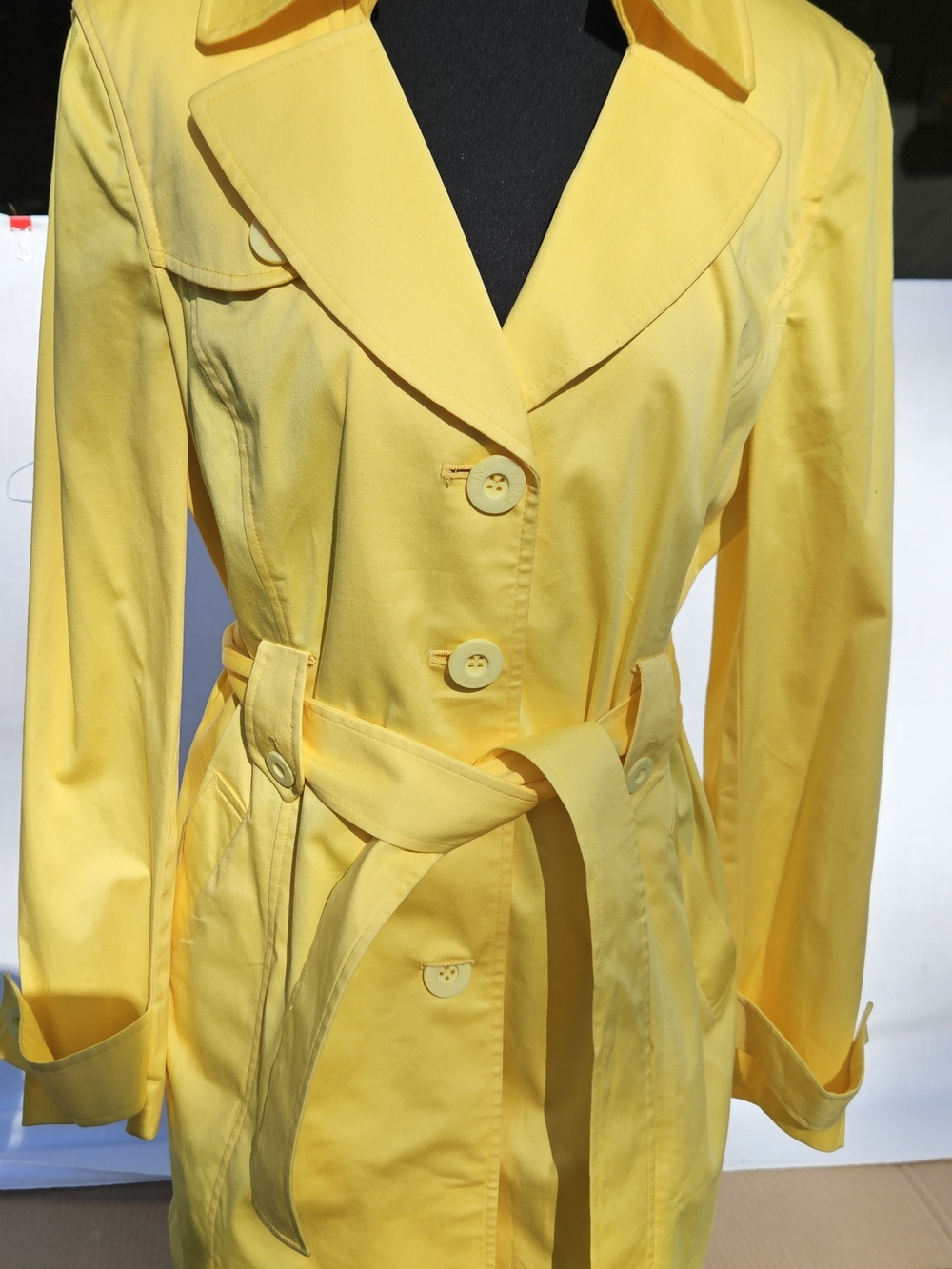 A/LINE Sky Bright Yellow for W Belted Trench Coat Sz M perfect For Any Occasions - Picture 6 of 14